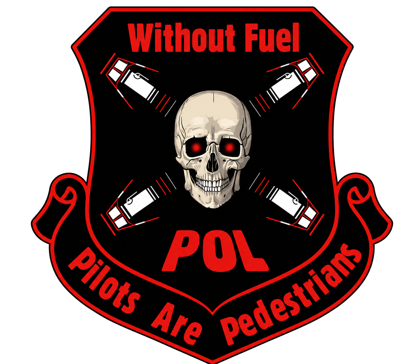 Without Fuel, Pilots Are Pedestrians POL skull crest